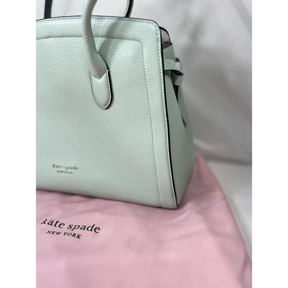 New Kate Spade Knott Pebble Leather Large Satchel Chrystal Blue / Dust bag - Picture 3 of 16
